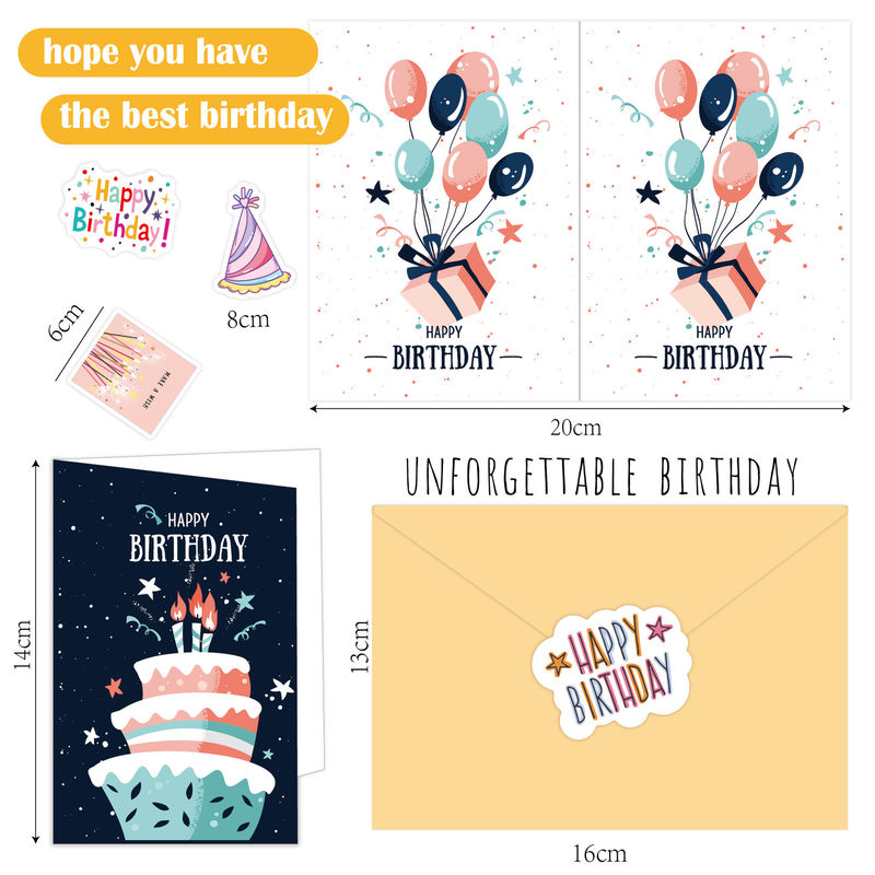 Carte de vœux créative colorée 5x7 avec enveloppe 15 Pack