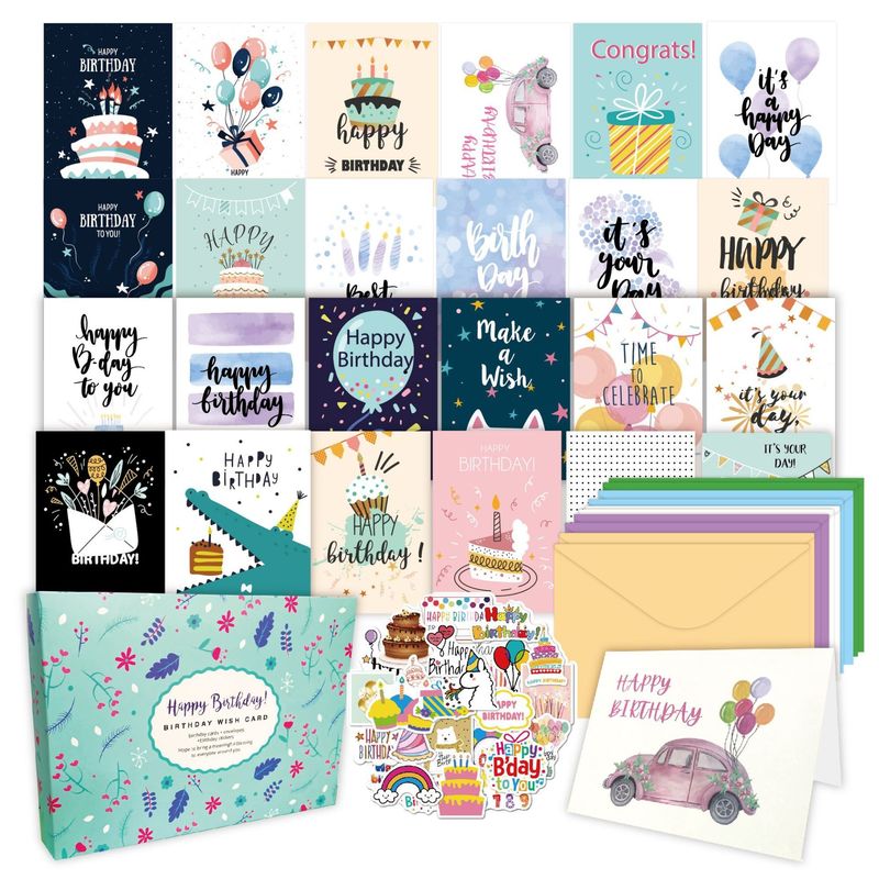 Carte de vœux créative colorée 5x7 avec enveloppe 15 Pack
